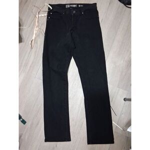 Social Collision Men's Black Indie Jeans 31x32 Slim Straight Denim, Button Fly